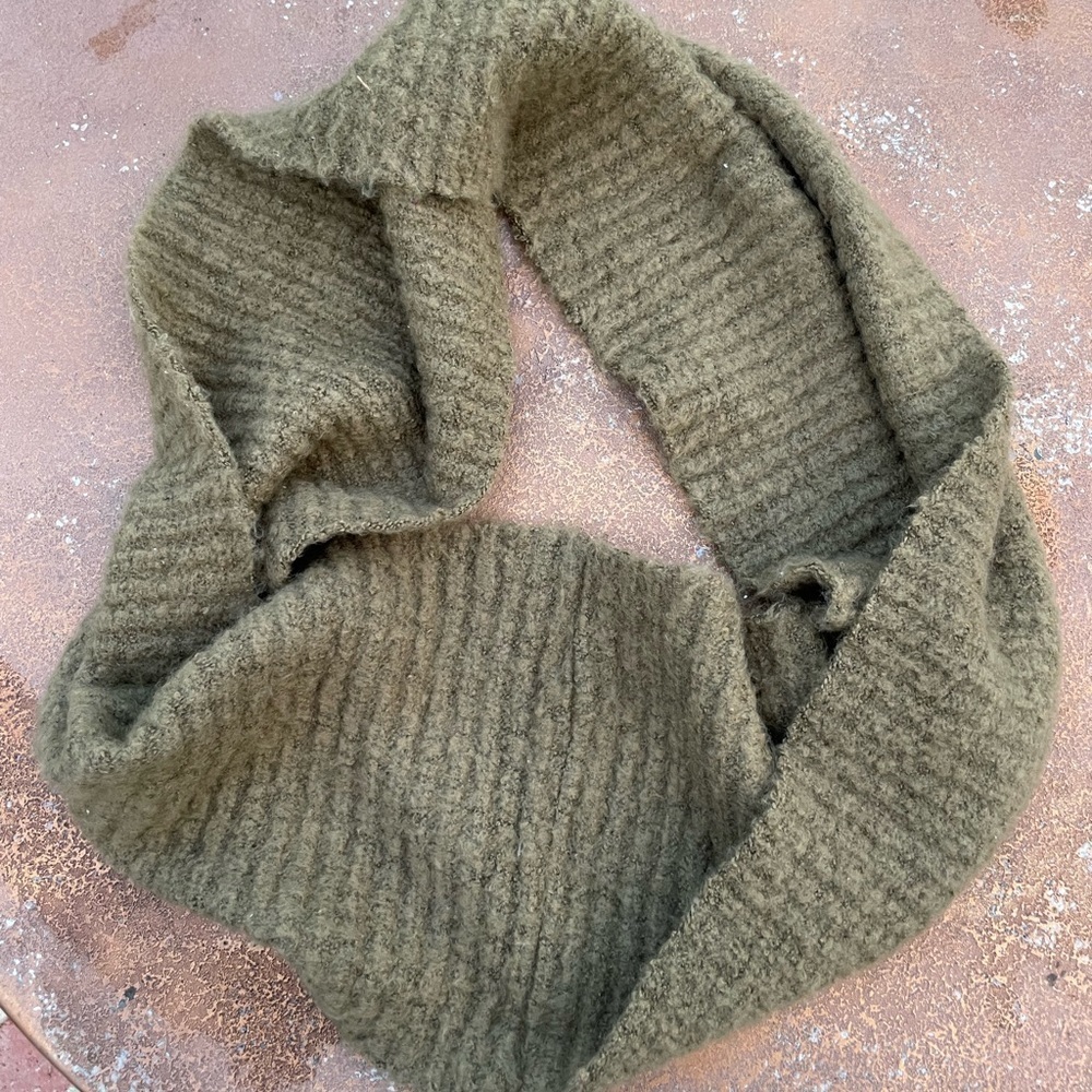 Britt’s knits green fuzzy infinity scarf